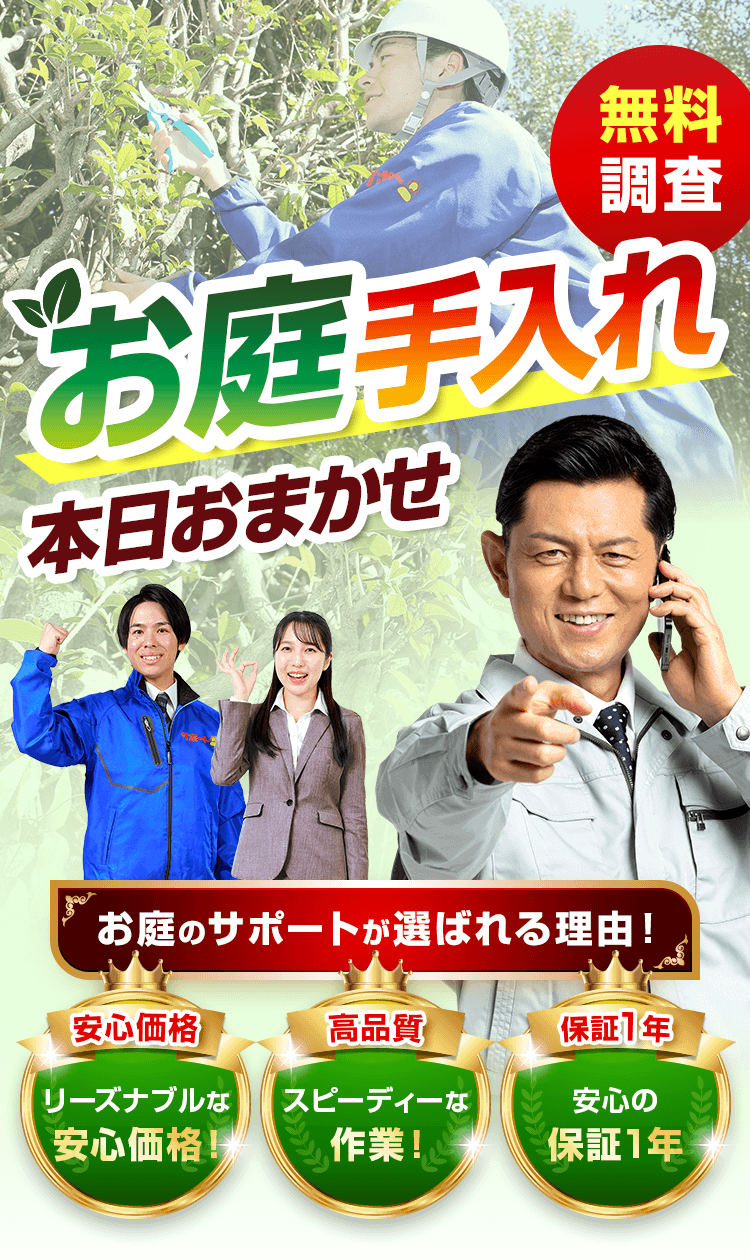 お庭お手入れ本日お任せ 無料調査 お庭のサポート